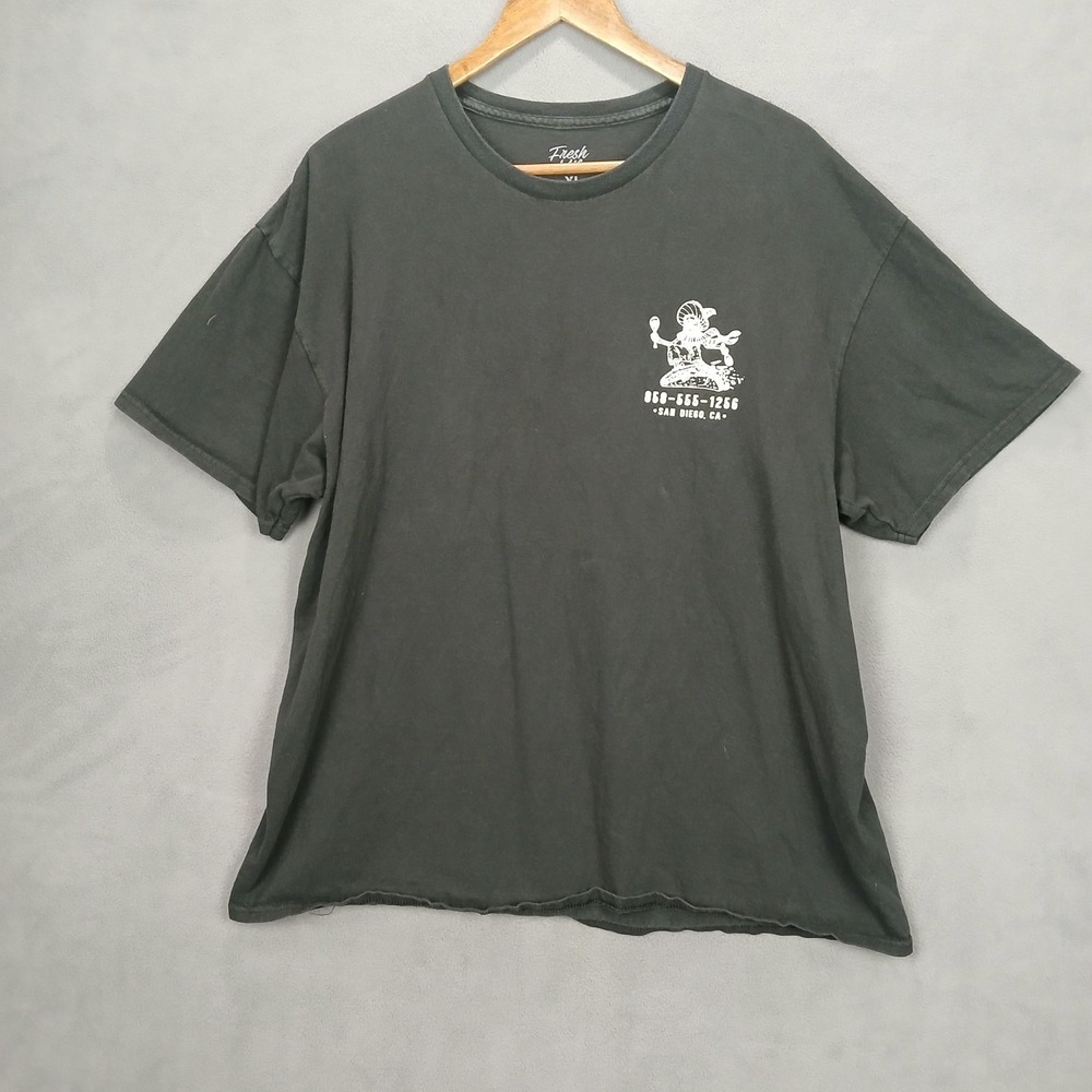 Fresh Vibes T Shirt Mens XL Black Cotton Skeleton San Diego Taco Shop Crewneck